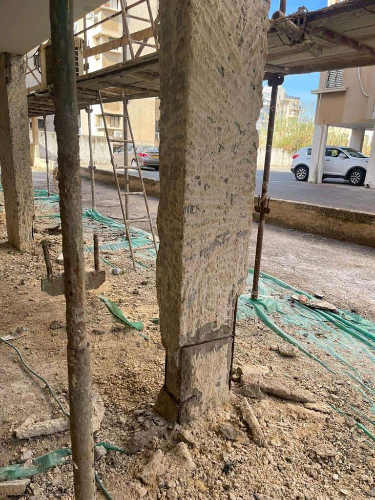 שיקום עמודי בניין על ידי תיקון