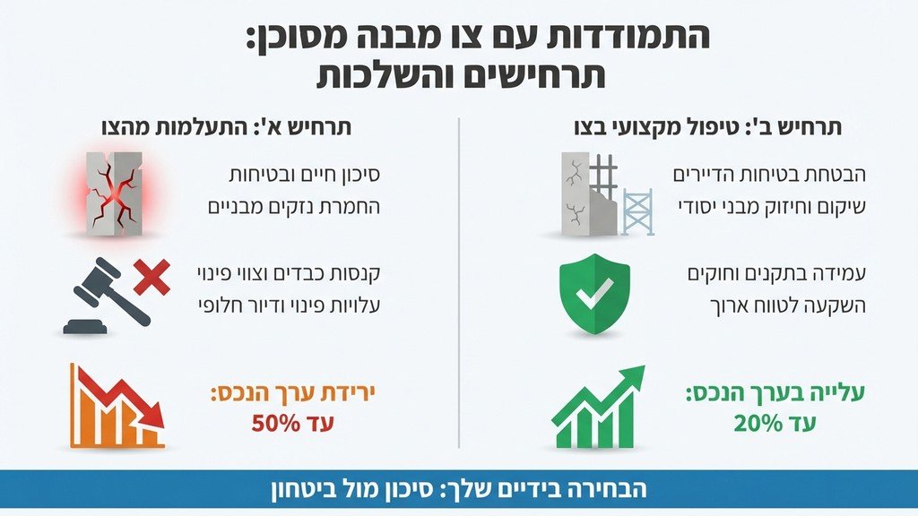 מבנה מגורים באשדוד עובר תהליך שיקום הנדסי